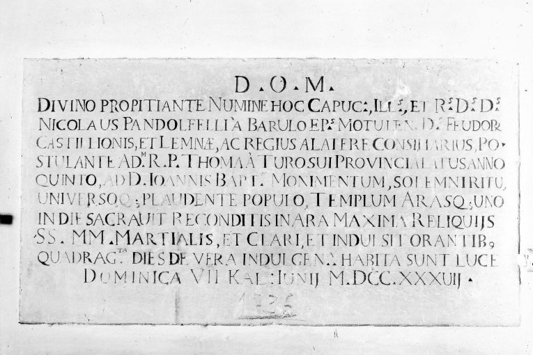 lapide - produzione pugliese (sec. XVIII)