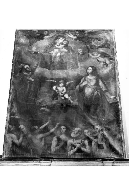 Madonna con Bambino, angeli, santo Stefano, santa e anime del Purgatorio (dipinto) - ambito pugliese (prima metà sec. XVII)