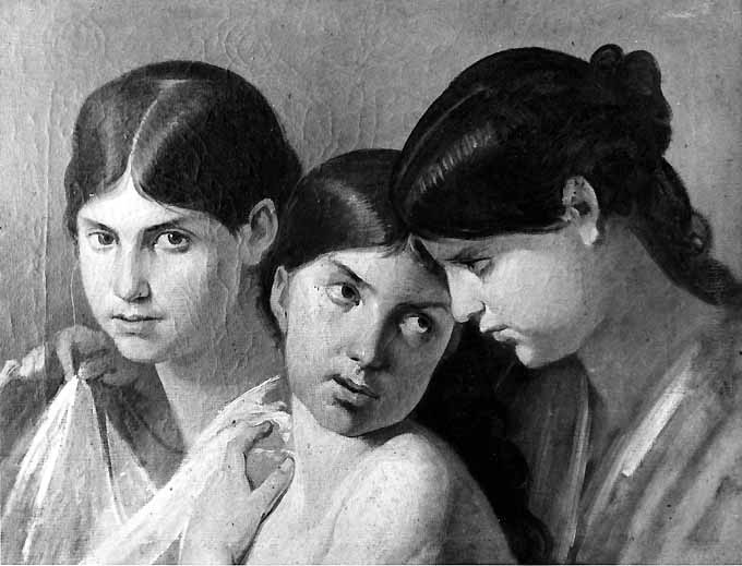 tre fanciulle (dipinto) di De Napoli Michele (attribuito) (sec. XIX)