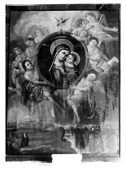 Madonna della Misericordia (?), Madonna con Bambino e angeli (dipinto, opera isolata) - ambito Italia meridionale (seconda metà sec. XVIII)
