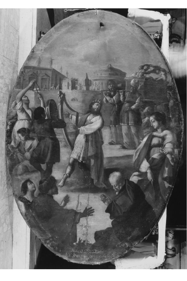 David suona l'arpa (dipinto) di Carella Domenico Antonio (sec. XVIII)