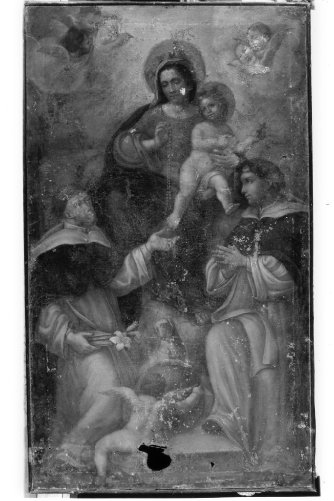 Madonna del Rosario con San Domenico e Santa Caterina da Siena (dipinto) - ambito Italia meridionale (sec. XVIII)