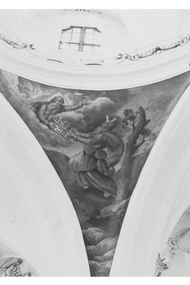 Consegna delle Tavole, Mosè riceve da Dio le tavole della legge (dipinto) - ambito pugliese (fine/inizio secc. XVIII/ XIX)