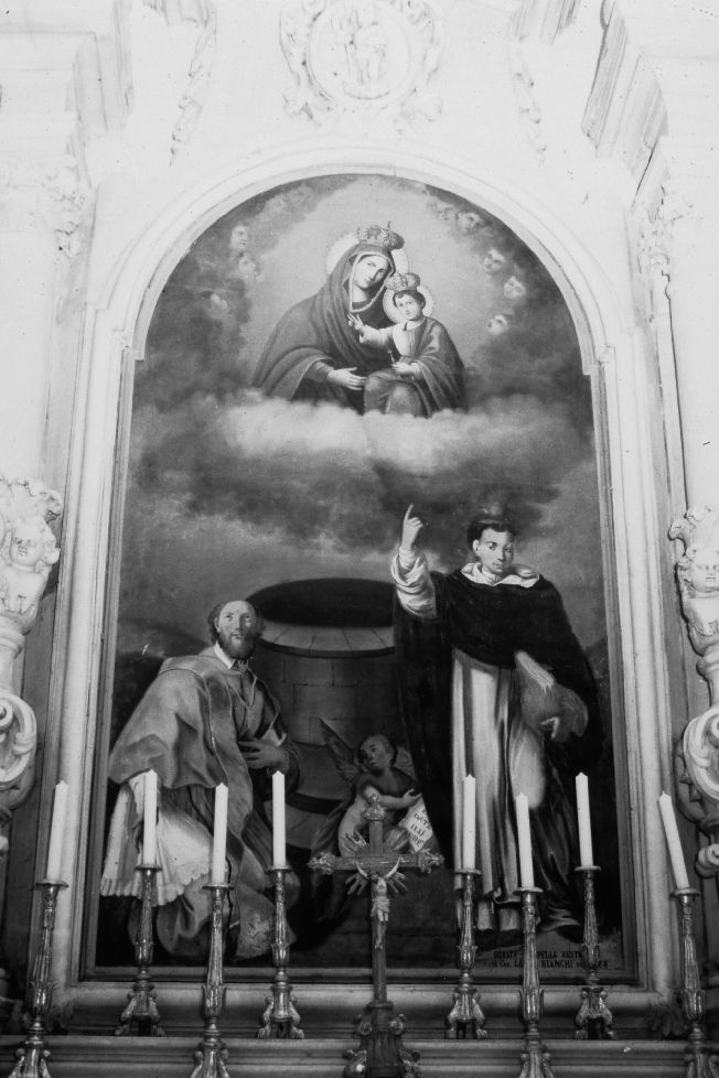 Madonna di Pozzo Faceto, Madonna con Bambino, san Vincenzo Ferrer, san Filippo Neri (dipinto) di Carella Domenico Antonio (attribuito) (prima metà sec. XVIII)