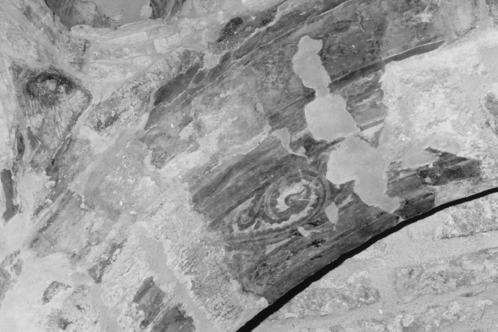 motivi decorativi a tralci di vite (dipinto, frammento) - ambito beneventano (secc. VIII/ IX)