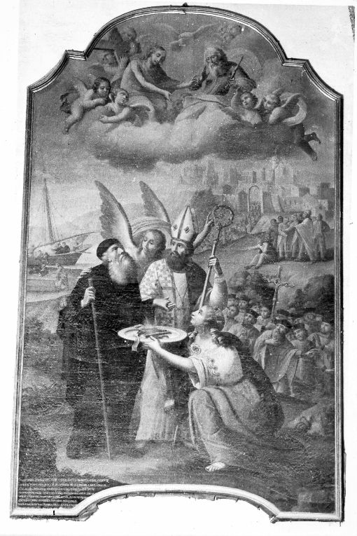 consegna delle chiavi della città di Oria a San Barsanofrio (dipinto) di Tatulli Samuele (sec. XVIII)