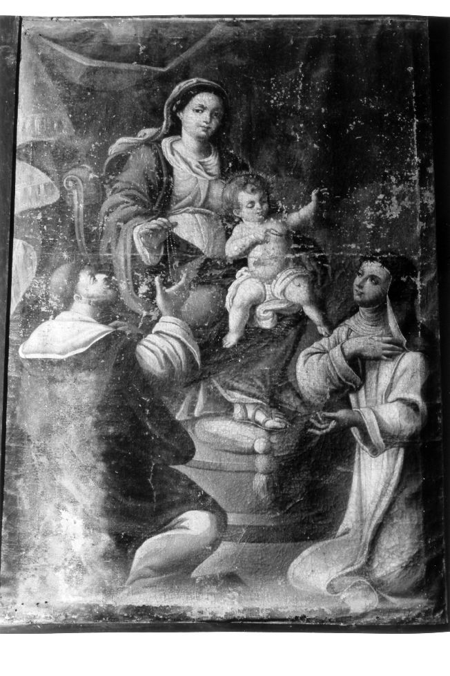 Madonna del Rosario con San Domenico e Santa Caterina da Siena (dipinto) - ambito Italia meridionale (prima metà sec. XVIII)
