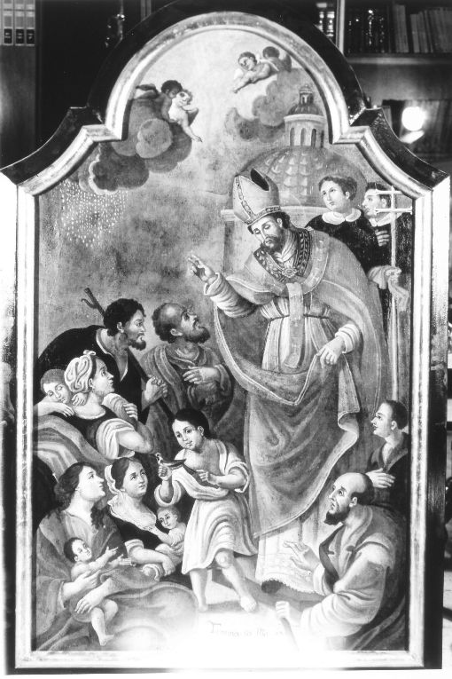 Sant'Antonino difende dalle intemperie (dipinto) - ambito Italia meridionale (sec. XVIII)