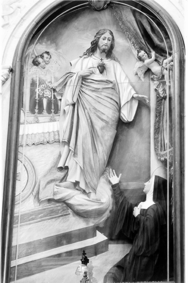 Sacro Cuore di Gesù con santa Margherita Alacoque (rilievo) di Caretta Raffaele (sec. XX)