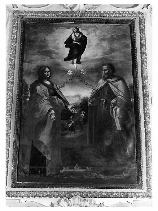 Madonna Assunta, sant'Anna, san Gioacchino e la fuga in Egitto (dipinto) di Gliri Nicola (scuola) (seconda metà sec. XVII)
