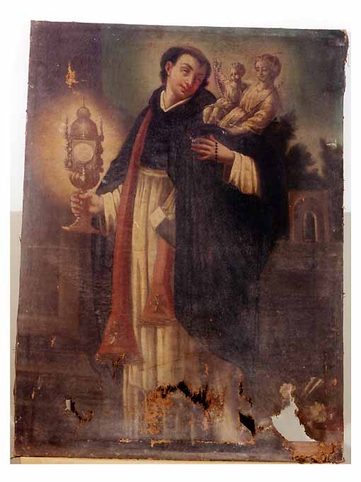 Santo agostiniano e la Madonna del Rosario (dipinto) di De Mauro Pietro (bottega) (seconda metà sec. XVIII)