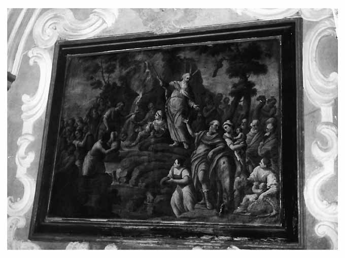 Mosè fa scaturire l'acqua dalla roccia (dipinto) di Carella Domenico Antonio (seconda metà sec. XVIII)