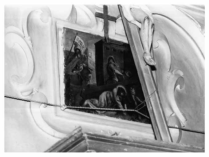 stazione VII: Gesù cade sotto la croce la seconda volta (dipinto) - ambito pugliese (primo quarto sec. XIX)