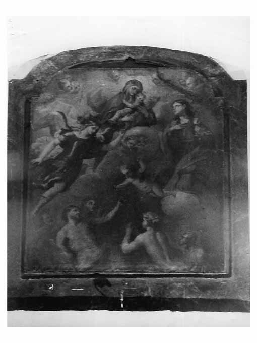 Madonna del Carmine, anime purganti, angeli, san Michele arcangelo, santa Barbara (dipinto) di De Filippis Nicola (sec. XVIII)