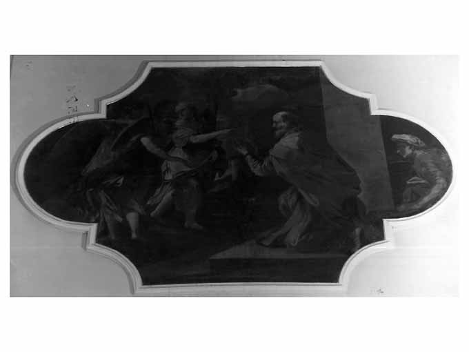 Abramo riceve promessa della sua paternità, Abramo e i tre angeli (dipinto) di Malinconico Nicola (sec. XVIII)