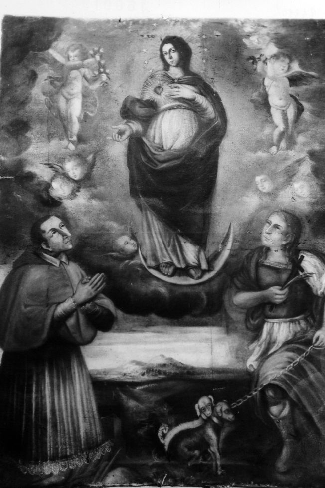 Madonna Assunta tra San Carlo Borromeo e San Vito (dipinto) - ambito Italia meridionale (secc. XVIII/ XIX)