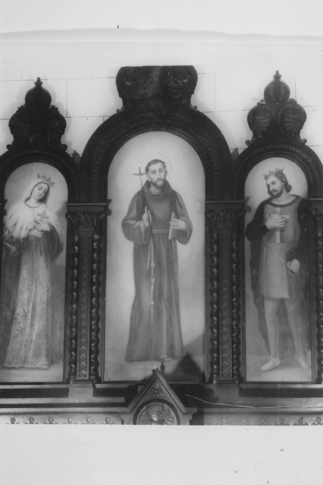 San Francesco, san Ludovico re di Francia, santa Elisabetta d'Ungheria (trittico) di Pansini Giuseppina (sec. XX)