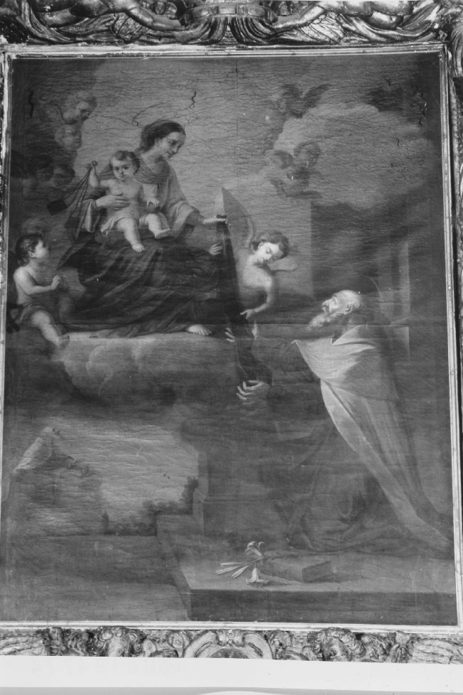 Madonna del Carmine, Madonna del Carmelo consegna lo scapolare a San Simone Stock (dipinto, opera isolata) - ambito salentino (sec. XIX)