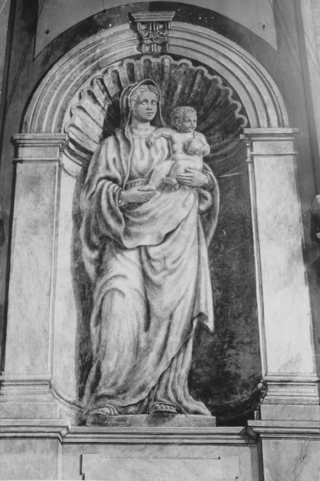 Madonna con personaggi che implorano il suo aiuto (dipinto, opera isolata) di Salinaro Pietro Paolo (secondo quarto sec. XX)