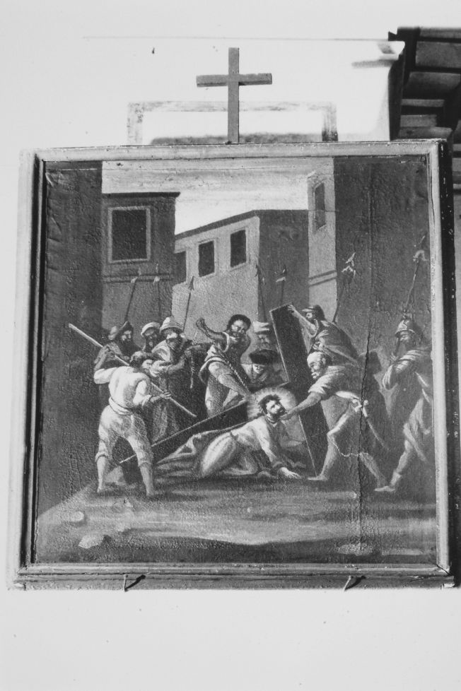 stazione III: Gesù cade sotto la croce la prima volta (dipinto) - ambito Italia meridionale (sec. XIX)