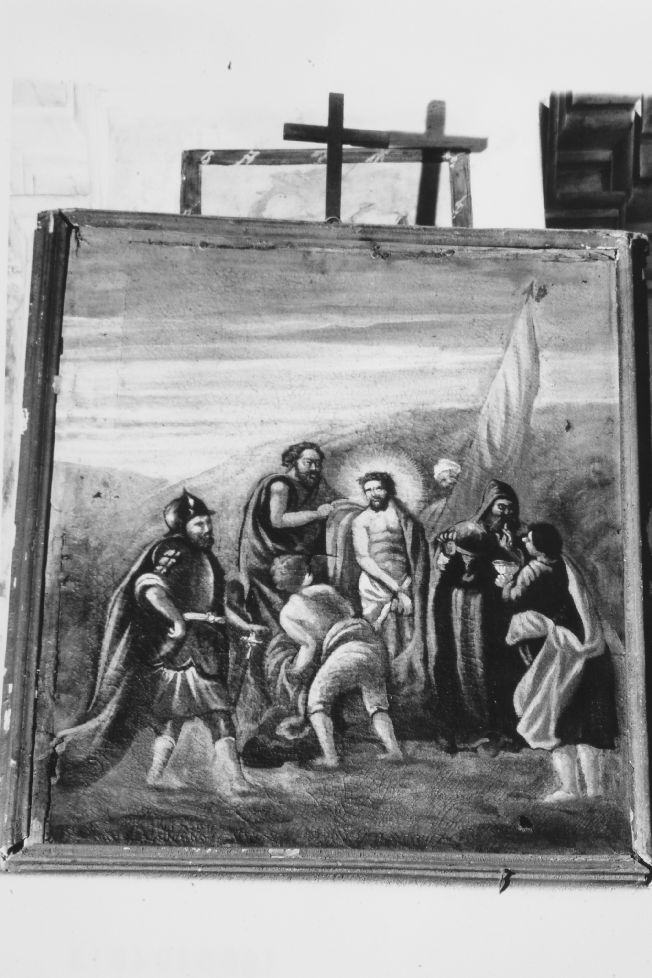 stazione X: Gesù spogliato e abbeverato di fiele (dipinto) - ambito Italia meridionale (sec. XIX)