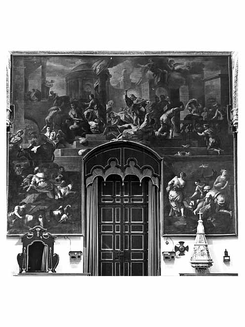 Cristo caccia i mercanti dal tempio (dipinto) di Malinconico Nicola (sec. XVIII)
