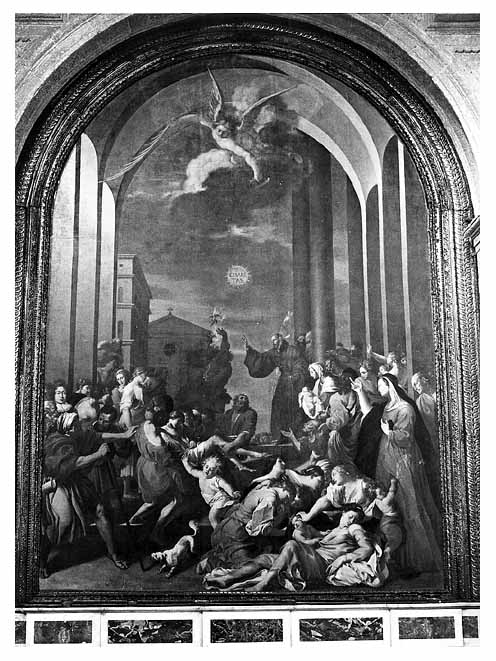 miracolo di San Francesco di Paola alla corte del re di Francia (dipinto) di Coppola Giovanni Andrea (sec. XVII)