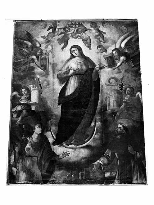 Madonna Immacolata con sant'Agata e san Francesco (dipinto) di Catalano Giovan Domenico (attribuito) (prima metà sec. XVII)