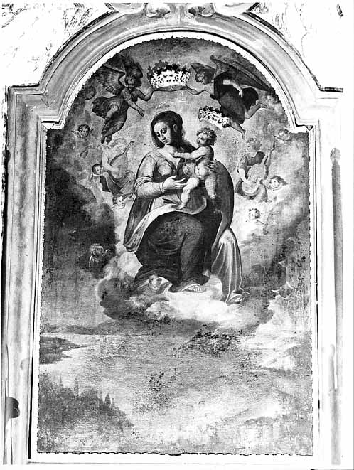 Madonna con Bambino in gloria (dipinto) di Catalano Giovan Domenico (attribuito) (seconda metà sec. XVI)