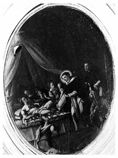 San Vincenzo Ferrer guarisce la giovinetta caduta (dipinto) - ambito salentino (prima metà sec. XVIII)