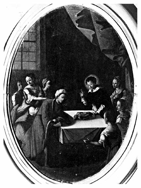 San Vincenzo Ferrer rianima il bambino strangolato dalla madre (dipinto) - ambito salentino (prima metà sec. XVIII)