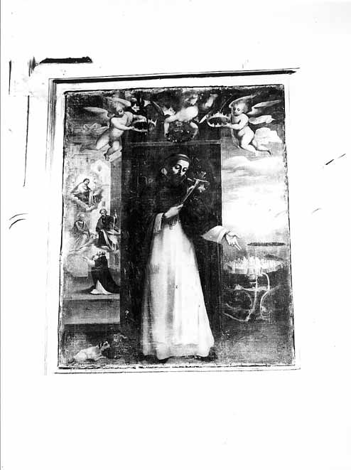 San Domenico indica Gallipoli al Crocifisso (dipinto) di Catalano Giovan Domenico (attribuito) (fine sec. XVI)