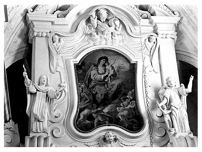 Madonna con personaggi che implorano il suo aiuto (dipinto) di Riccio Liborio (sec. XVIII)