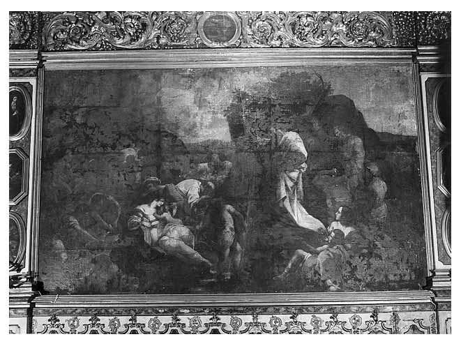 Mosè fa scaturire l'acqua dalla roccia (dipinto) di Riccio Liborio (sec. XVIII)