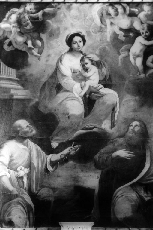 Madonna con personaggi che implorano il suo aiuto (dipinto) - ambito Italia meridionale (sec. XIX)