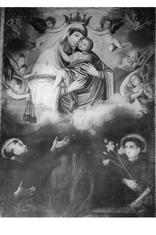 San Francesco e Sant'Antonio, Madonna del Carmelo e santi (dipinto) - ambito salentino (sec. XVII)