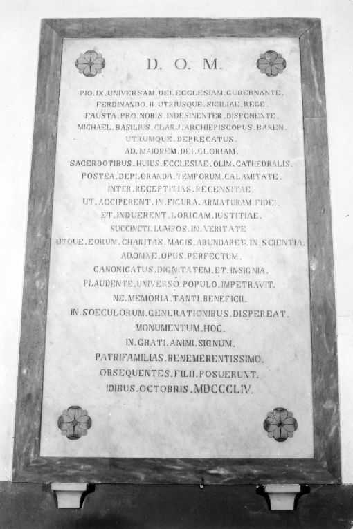 lapide, opera isolata - produzione pugliese (sec. XIX)