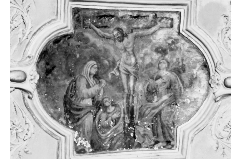 Cristo crocifisso con la Madonna, San Giovanni Evangelista e Santa Maria Maddalena (dipinto) - ambito pugliese (sec. XVII)