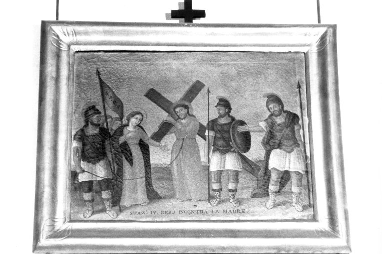 stazione IV: Gesù incontra la Madonna (dipinto) di Calò Francesco (sec. XIX)