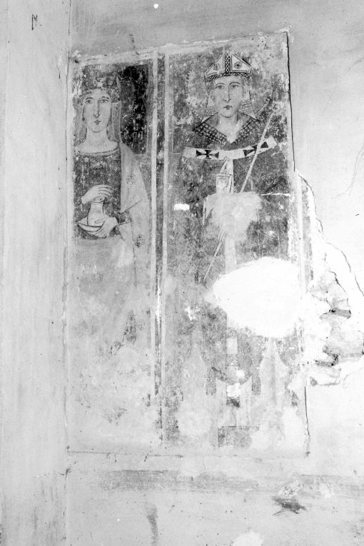 Santa e Santo Vescovo (dipinto, opera isolata) - ambito Italia meridionale (secc. XIII/ XIV)