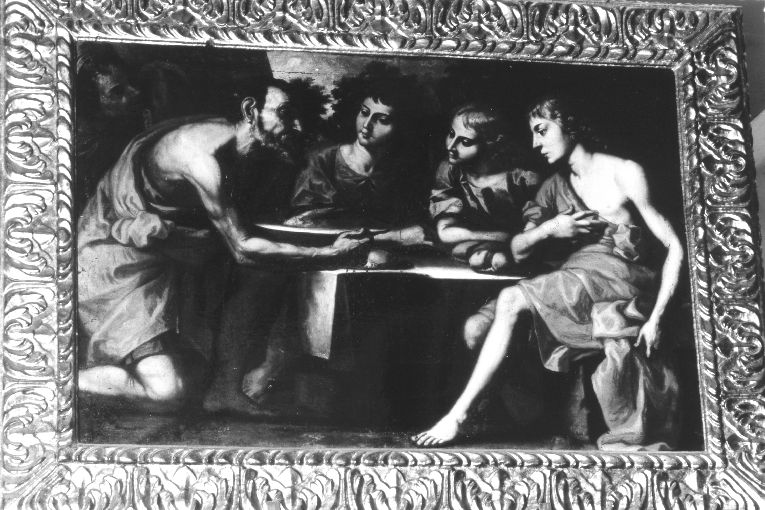 Abramo e i tre angeli (dipinto, opera isolata) di Rosa Carlo (bottega) (sec. XVII)