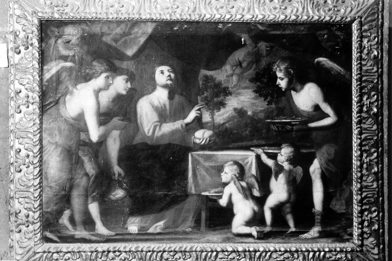Cristo servito dagli angeli (dipinto, opera isolata) di Rosa Carlo (sec. XVII)
