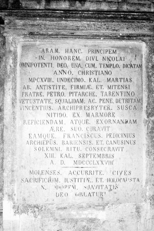 lapide - produzione pugliese (sec. XIX)