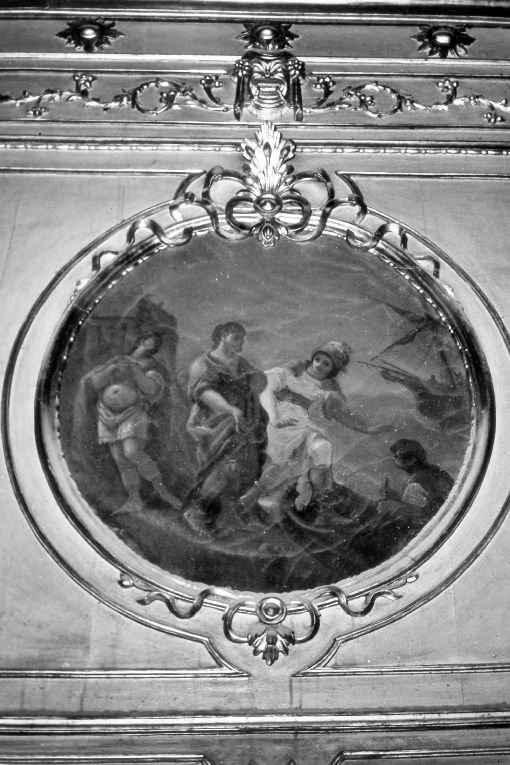 Figura maschile e figura femminile con nave sullo sfondo (dipinto) di D'Arminio Aniello (attribuito) (ultimo quarto sec. XVIII)