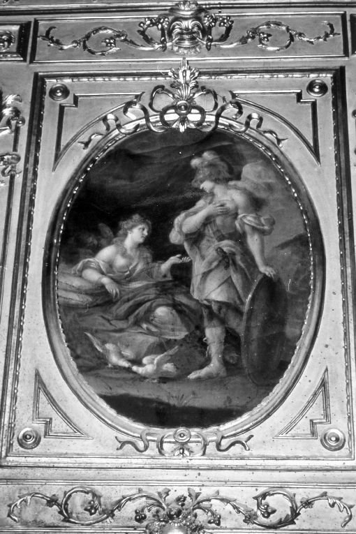 Figura femminile che parla con guerriero (dipinto) di D'Arminio Aniello (attribuito) (ultimo quarto sec. XVIII)