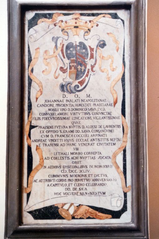 lapide - produzione pugliese (sec. XVIII)