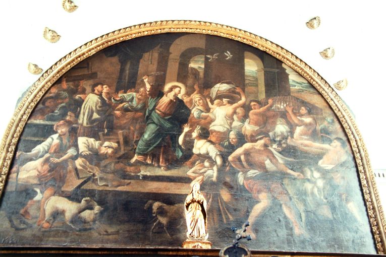 Cristo caccia i mercanti dal tempio (dipinto) di Varrone Michelangelo, Murro Onofrio (seconda metà sec. XVIII)