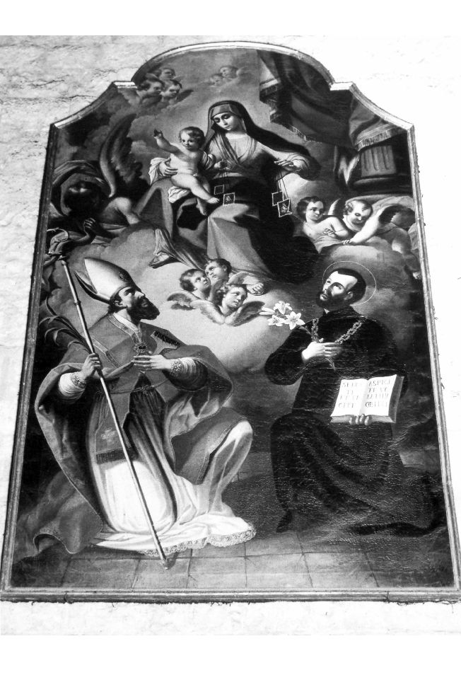 Madonna del Carmelo tra i santi Donato vescovo e Gaetano da Thiene (dipinto) di Tatulli Samuele (sec. XVIII)