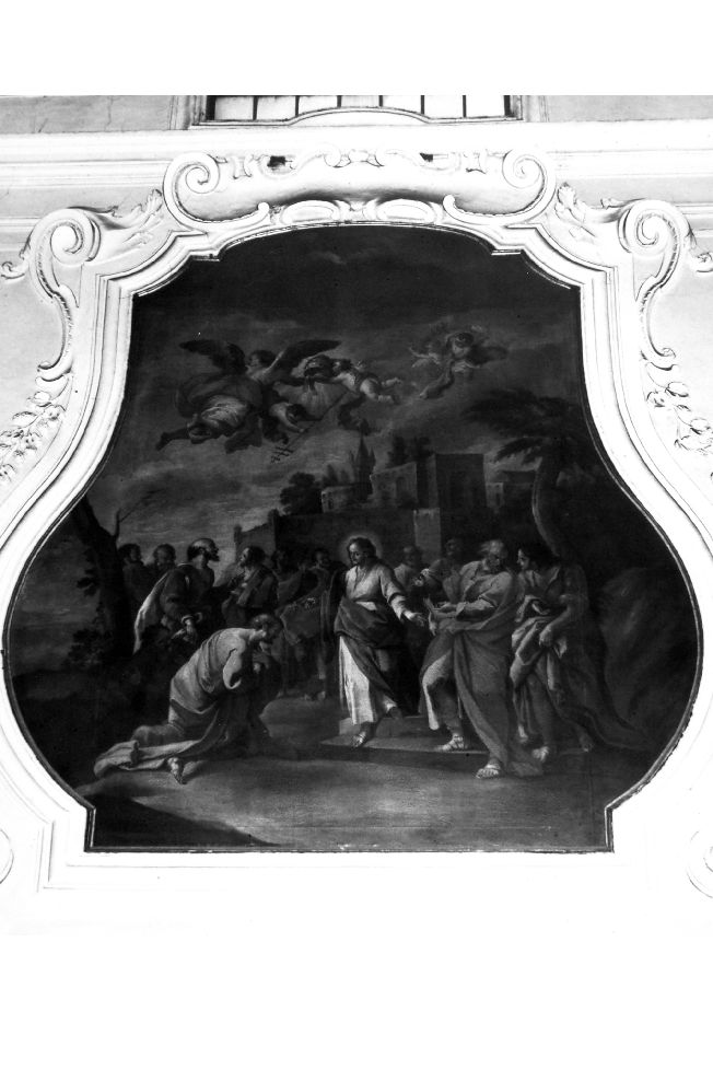 Cristo consegna le chiavi a San Pietro (dipinto) di Carella Domenico Antonio (sec. XVIII)