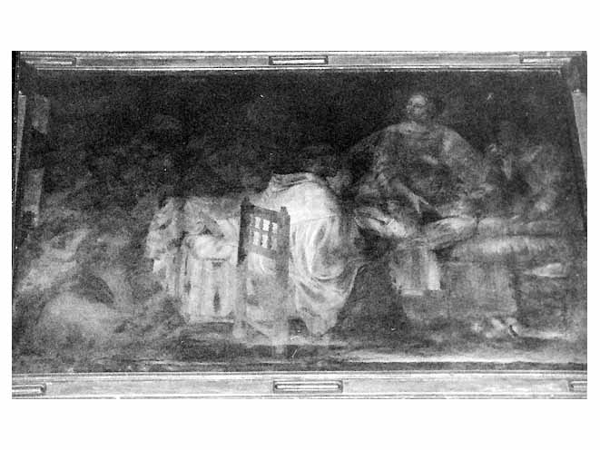 Sant'Alberto di Messina e Carmelitani al capezzale di una malata (?) (dipinto) - ambito napoletano (prima metà sec. XVIII)